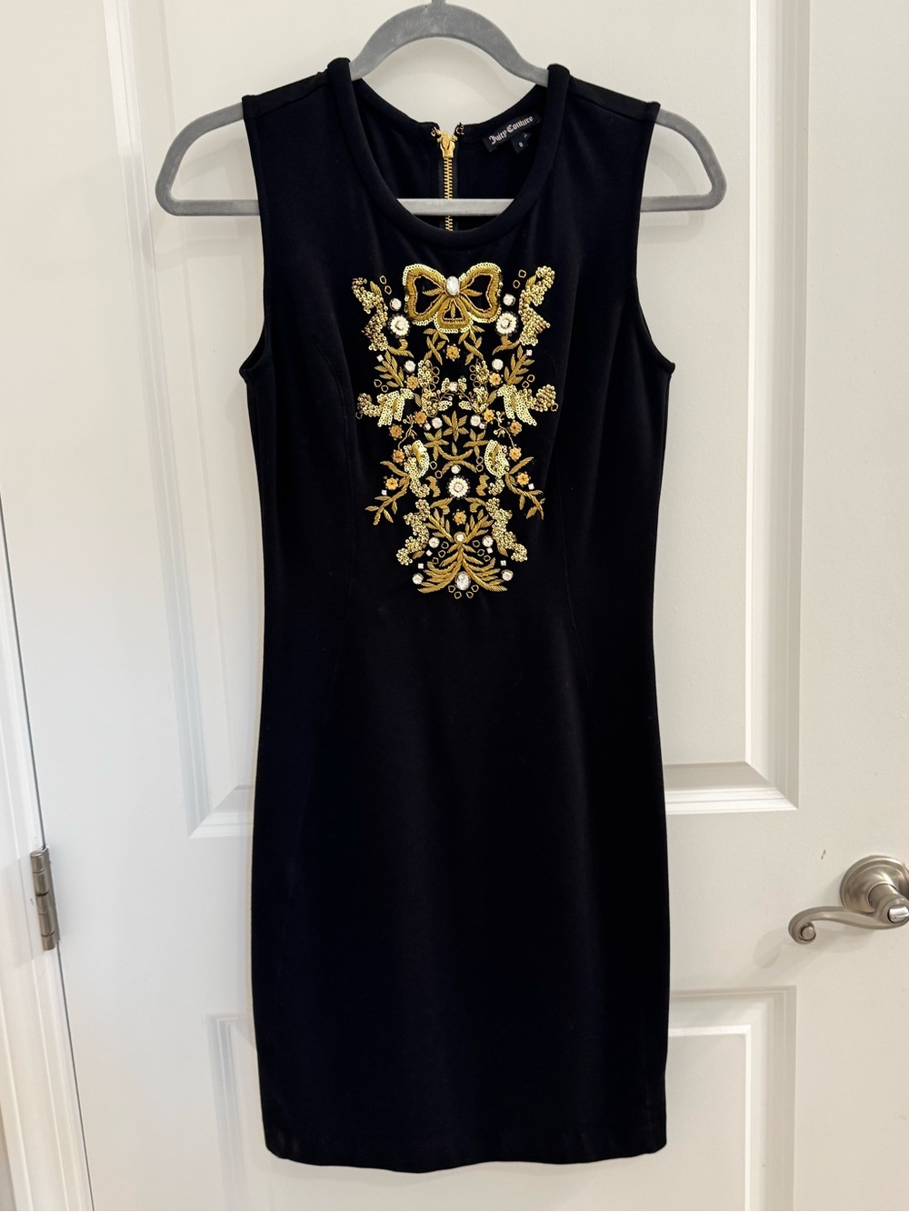 Juicy Couture Black Mini Dress with Gold Embellished Front 2